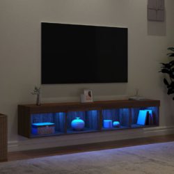 TV-benker med LED-lys 2 stk brun eik 80x30x30 cm