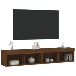 TV-benker med LED-lys 2 stk brun eik 80x30x30 cm