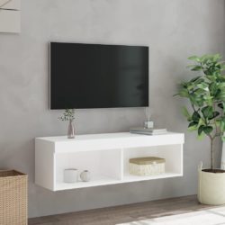 TV-benk med LED hvit 100x30x30 cm