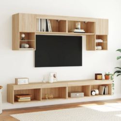 TV-benker med LED-lys 2 stk sonoma eik 100x30x30 cm