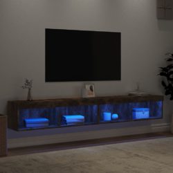 TV-benker med LED-lys 2 stk røkt eik 100x30x30 cm