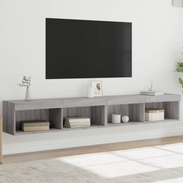 TV-benker med LED-lys 2 stk grå sonoma 100x30x30 cm