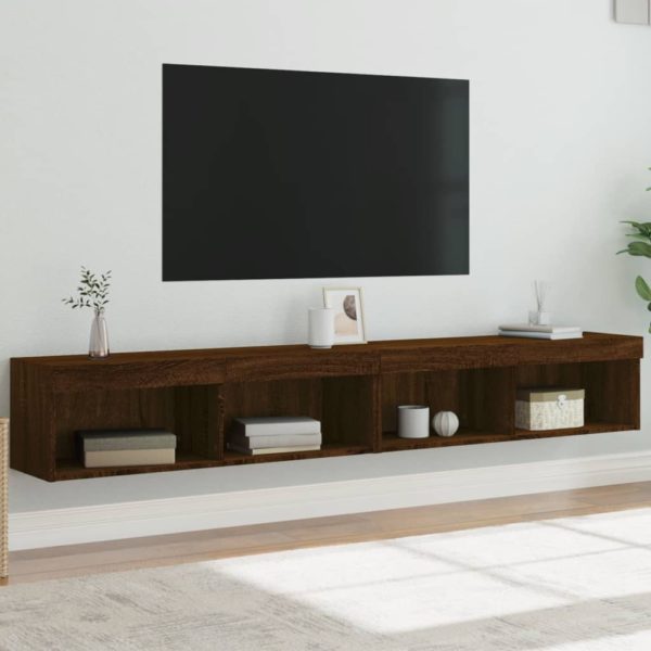 vidaXL TV-benker med LED-lys 2 stk brun eik 100x30x30 cm