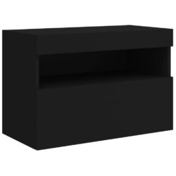 Vegghengt TV-benk med LED svart 60x30x40 cm