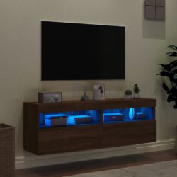 TV-benker med LED-lys 2 stk brun eik 60x30x40 cm