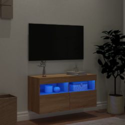Vegghengt TV-benk med LED sonoma eik 80x30x40 cm