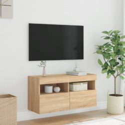 Vegghengt TV-benk med LED sonoma eik 80x30x40 cm