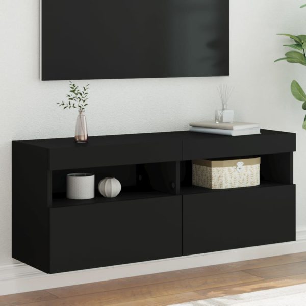 vidaXL Vegghengt TV-benk med LED svart 100x30x40 cm
