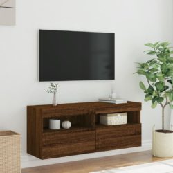 TV Veggskap med LED brun eik 100x30x40 cm