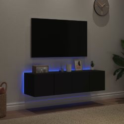 Vegghengte TV-benker med LED 2 stk svart 60x35x31 cm