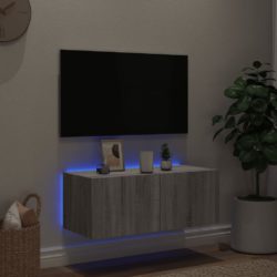 vidaXL Vegghengt TV-benk med LED grå sonoma 80x35x31 cm