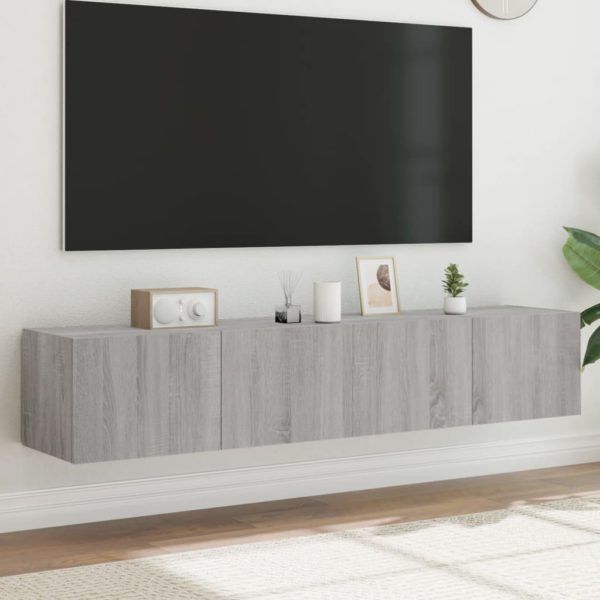 vidaXL TV-benker med LED-lys 2 stk grå sonoma 80x35x31 cm