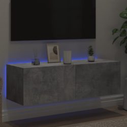 vidaXL Vegghengt TV-benk med LED-lys betonggrå 100x35x31 cm