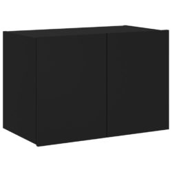 Vegghengt TV-benk med LED svart 60x35x41 cm
