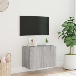 Vegghengt TV-benk med LED grå sonoma 60x35x41 cm