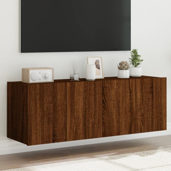 vidaXL Vegghengte TV-benker med LED 2 stk brun eik 60x35x41 cm