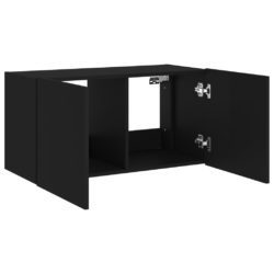 Vegghengt TV-benk med LED svart 80x35x41 cm