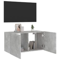 Vegghengt TV-benk med LED-lys betonggrå 80x35x41 cm