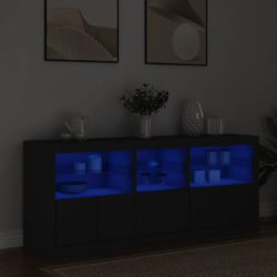 vidaXL Skjenk med LED-lys svart 162x37x67 cm
