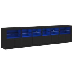 vidaXL Skjenk med LED-lys svart 283x37x67 cm