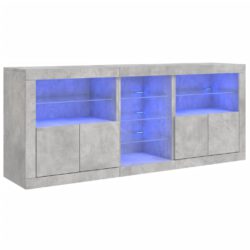 Skjenk med LED-lys betonggrå 181,5x37x67 cm