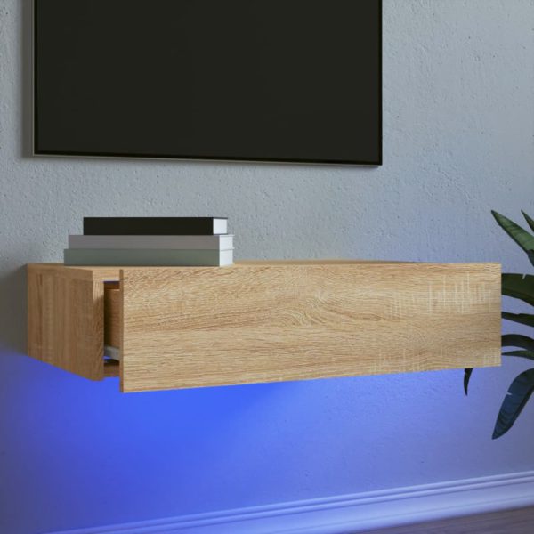 TV-benk med LED-lys sonoma eik 60x35x15,5 cm