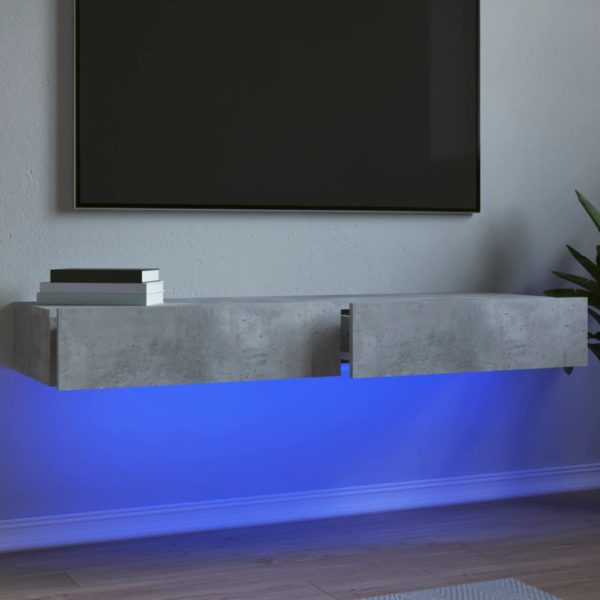 vidaXL TV-benker med LED-lys 2 stk betonggrå 60x35x15,5 cm‑