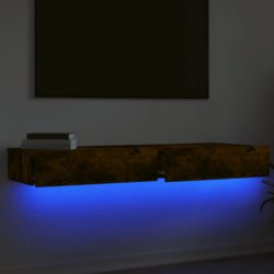 TV-benker med LED-lys 2 stk røkt eik 60x35x15,5 cm