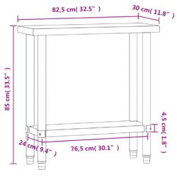 Matlagingsbord for kjøkken 82,5x30x85 cm rustfritt stål