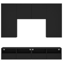 Vegghengte TV-enheter 5 deler svart konstruert tre