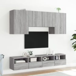 Vegghengte TV-enheter 5 deler grå sonoma konstruert tre