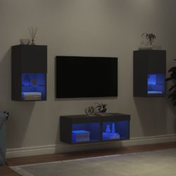 Vegghengte TV-benker med LED 4 stk svart