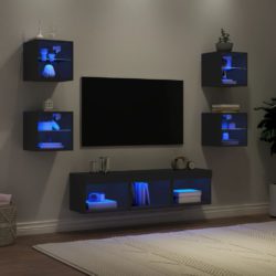 vidaXL Vegghengte TV-enheter 7 deler svart konstruert tre