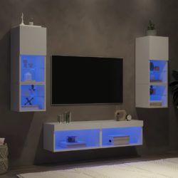 vidaXL Vegghengte TV-enheter med LED 6 deler hvit konstruert tre