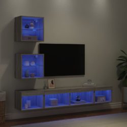 Vegghengte TV-enheter 5 deler grå sonoma konstruert tre