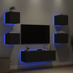 Vegghengte TV-benker med LED 5 stk svart