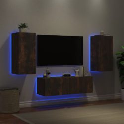 Vegghengte TV-benker med LED 3 stk røkt eik