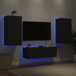 vidaXL Vegghengte TV-benker med LED 3 stk svart