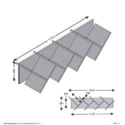 Hengende geometrisk bokhylle eik og svart