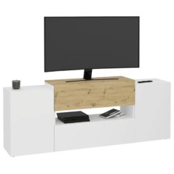 TV/Hi-Fi-benk 182x33x70,2 cm hvit og artisan eik