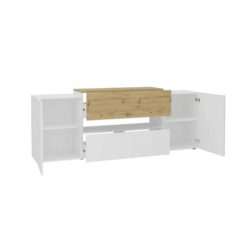 TV/Hi-Fi-benk 182x33x70,2 cm hvit og artisan eik