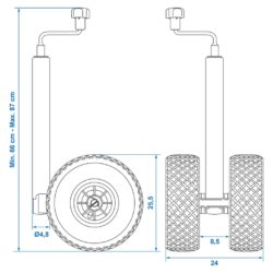 Dobbelt nesehjul plastfelg med luftdekk 26×8,5 cm 341508