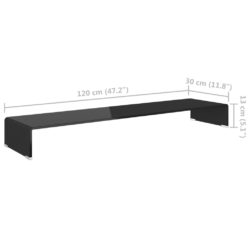 TV-benk glass svart 120x30x13 cm