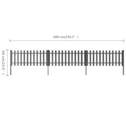 Stakittgjerde med stolper 3 stk WPC 600×60 cm