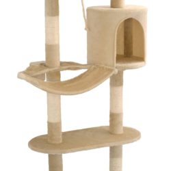 Kattetre med klorestolper i sisal veggmontert 194 cm beige