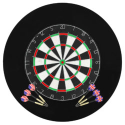 Profesjonell dartskive sisal med 6 darts og beskyttelsesring