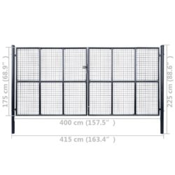 Hageport netting galvanisert stål 400×175 cm grå