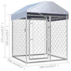 Utendørs hundegård med tak 100x100x125 cm