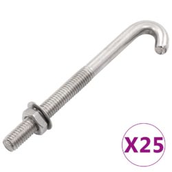 Forankret j-bolt med mutter og skive M8x120 mm 25 sett