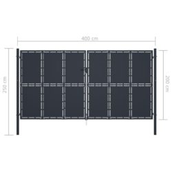 Hageport stål 400×200 cm antrasitt